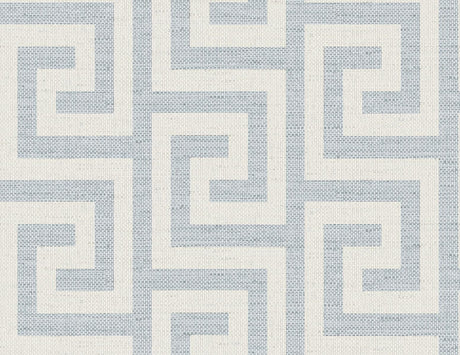 Seabrook Luna Retreat Greek Key Blue Wallpaper