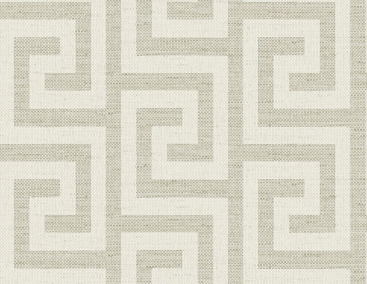Seabrook Luna Retreat Greek Key Pavestone Wallpaper