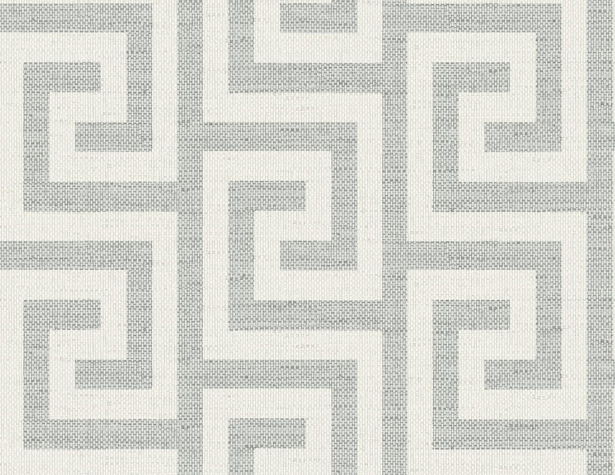 Seabrook Luna Retreat Greek Key Pewter Wallpaper