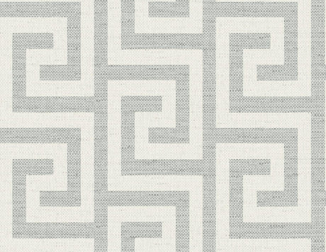 Seabrook Luna Retreat Greek Key Pewter Wallpaper