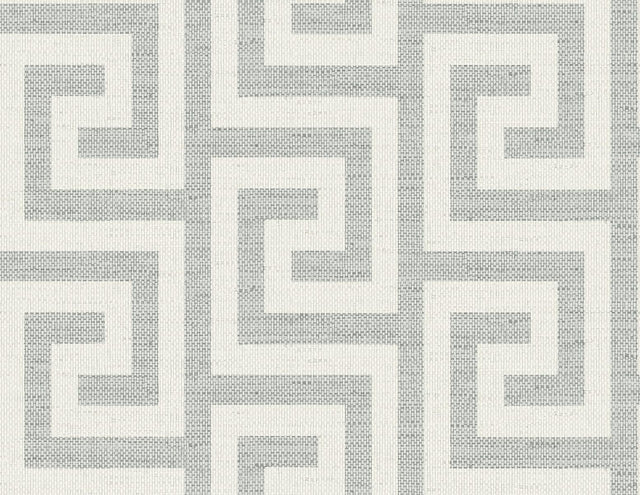 Seabrook Luna Retreat Greek Key Pewter Wallpaper