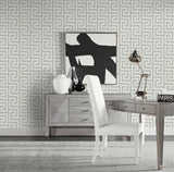 Seabrook Luna Retreat Greek Key Grey Wallpaper