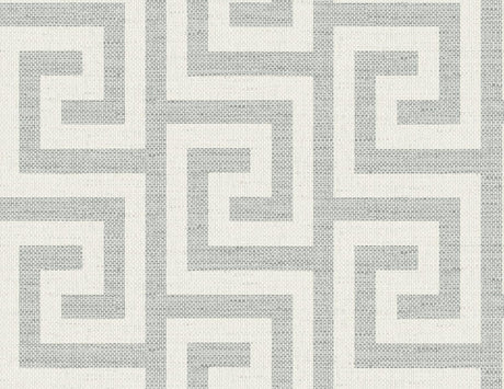 Seabrook Luna Retreat Greek Key Grey Wallpaper