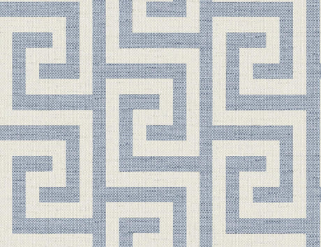 Seabrook Luna Retreat Greek Key Blue Wallpaper