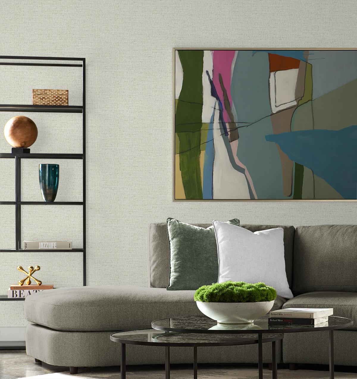 Seabrook Kaya Faux Paperweave Grey Wallpaper