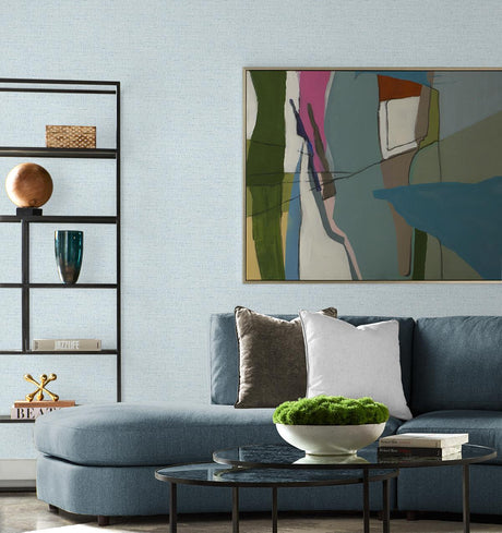 Seabrook Kaya Faux Paperweave Blue Wallpaper