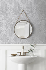Seabrook Persei Palm Silver Wallpaper