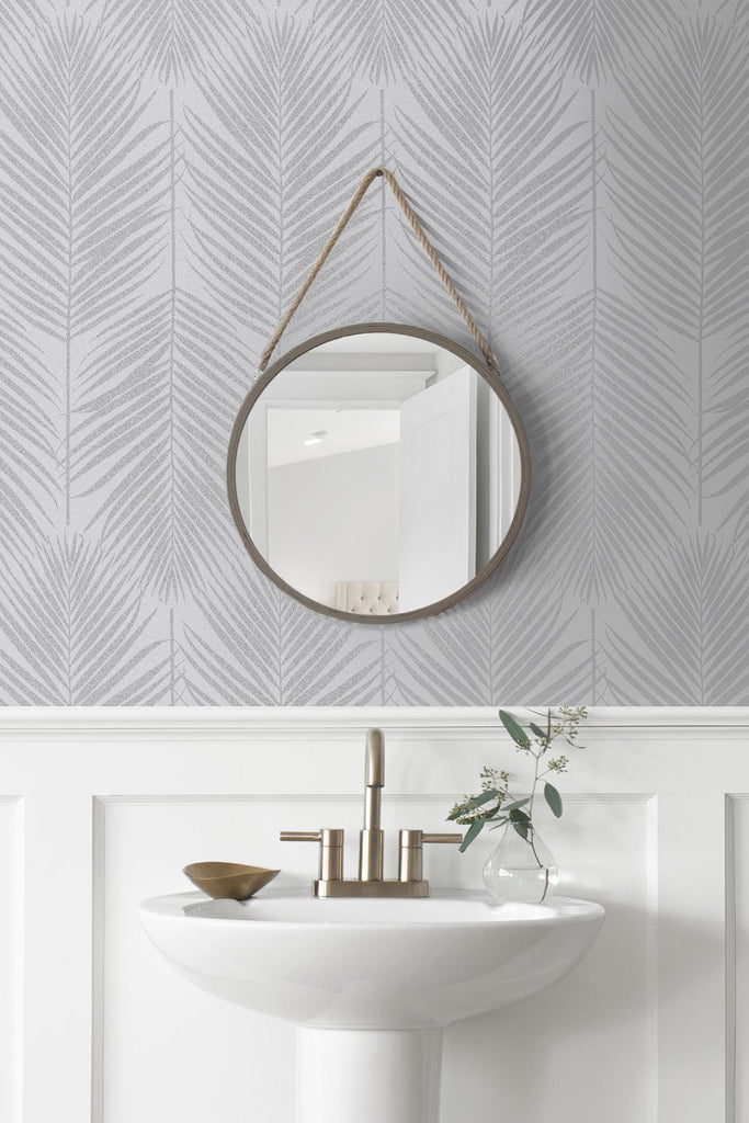 Seabrook Persei Palm Silver Wallpaper