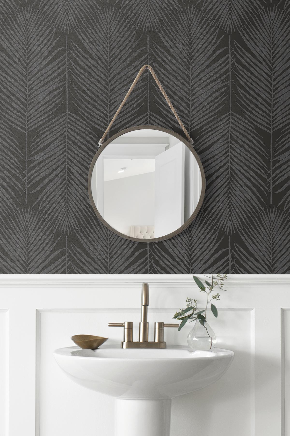 Seabrook Persei Palm Black Wallpaper