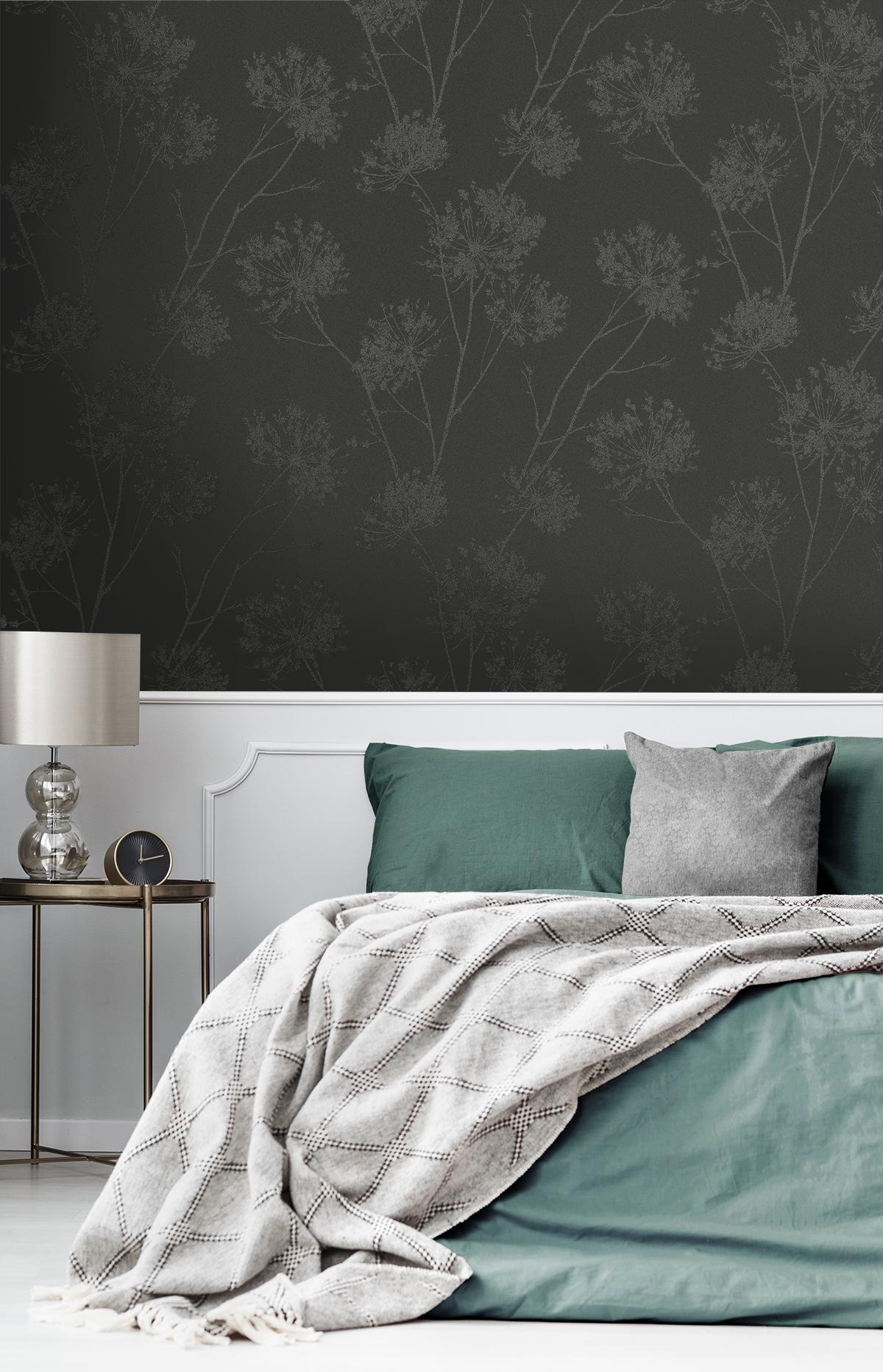 Seabrook Wild Grass Black Wallpaper