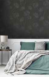 Seabrook Wild Grass Black Wallpaper