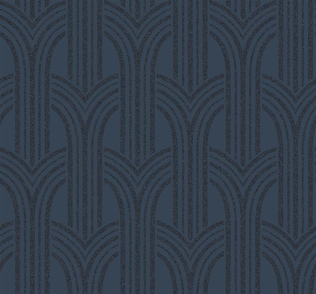 Seabrook Dco Arches Blue Lustre Wallpaper