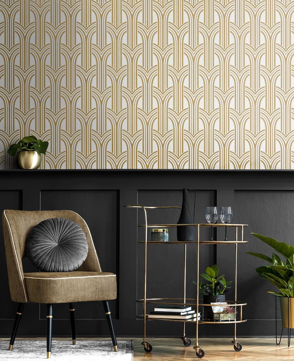 Seabrook Déco Arches Gold Wallpaper