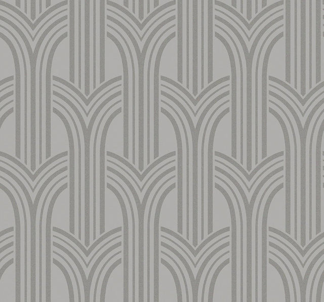 Seabrook Dco Arches Nickel Wallpaper
