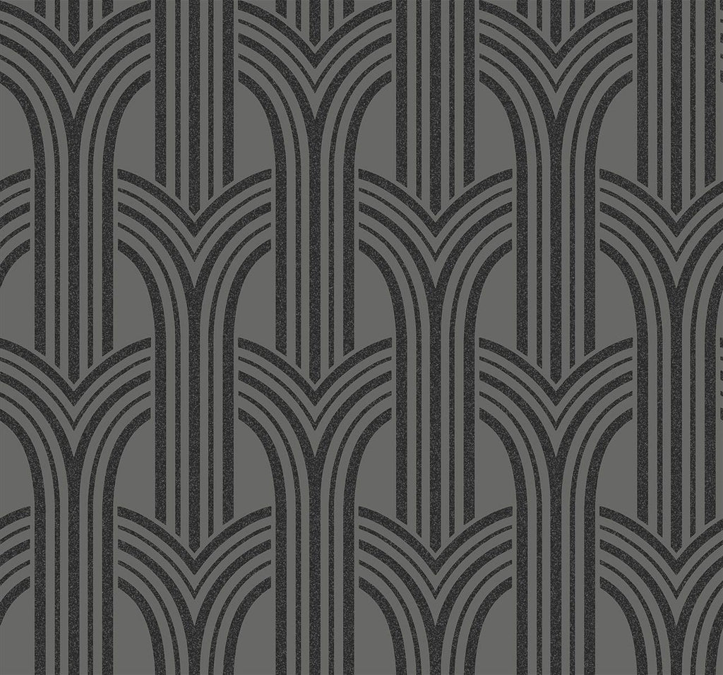 Seabrook Déco Arches Silver Wallpaper
