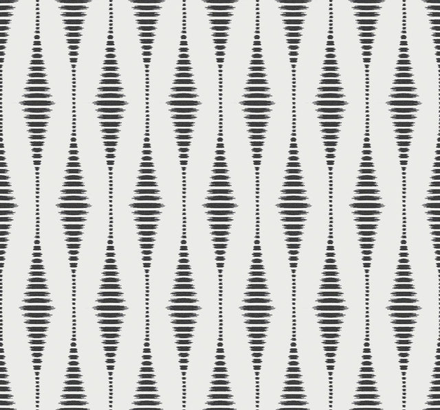 Seabrook Diamond Stripe Black Satin & Pearl Wallpaper