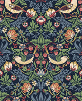 Seabrook Fragaria Garden Midnight Blue Wallpaper