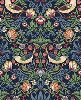 Seabrook Fragaria Garden Blue Wallpaper