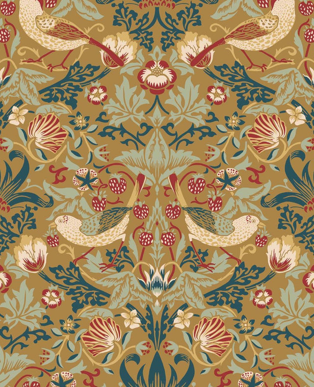 Seabrook Fragaria Garden Ochre Wallpaper