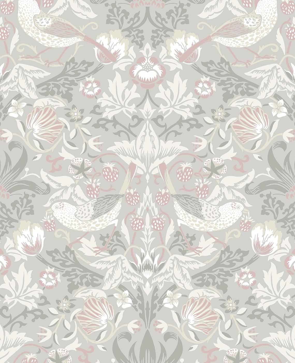 Seabrook Fragaria Garden Grey Wallpaper