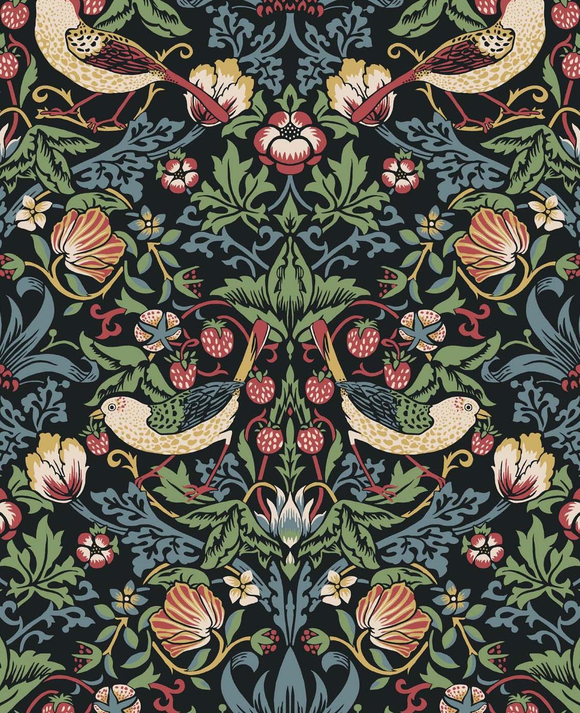 Seabrook Fragaria Garden Ebony Wallpaper