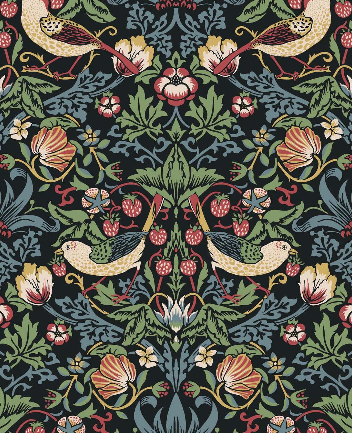 Seabrook Fragaria Garden Black Wallpaper