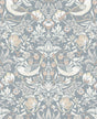 Seabrook Fragaria Garden Blue Mist & Blush Wallpaper