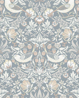 Seabrook Fragaria Garden Blue Wallpaper