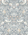 Seabrook Fragaria Garden Blue Mist & Blush Wallpaper