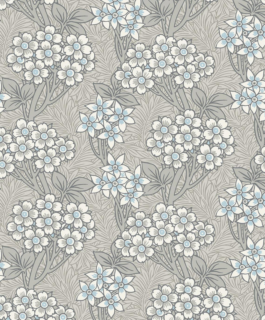 Seabrook Floral Vine Daydream Grey & Carolina Blue Wallpaper