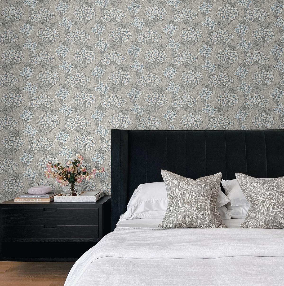 Seabrook Floral Vine Grey Wallpaper