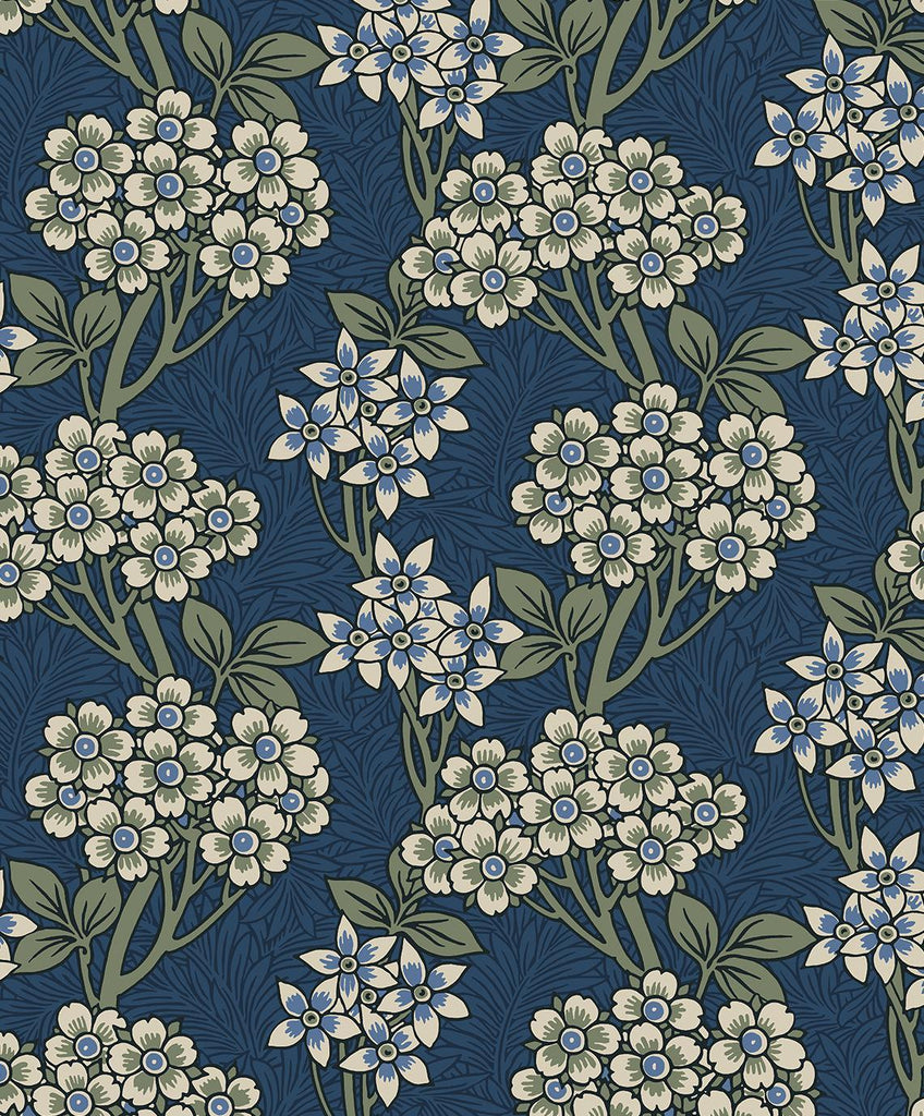 Seabrook Floral Vine Blue Jay & Sage Wallpaper