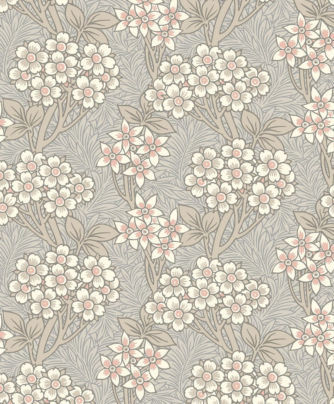 Seabrook Floral Vine Daydream Grey & Rose Petal Wallpaper