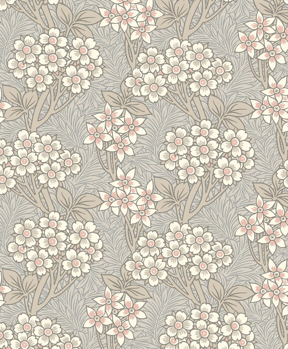 Seabrook Floral Vine Grey Wallpaper