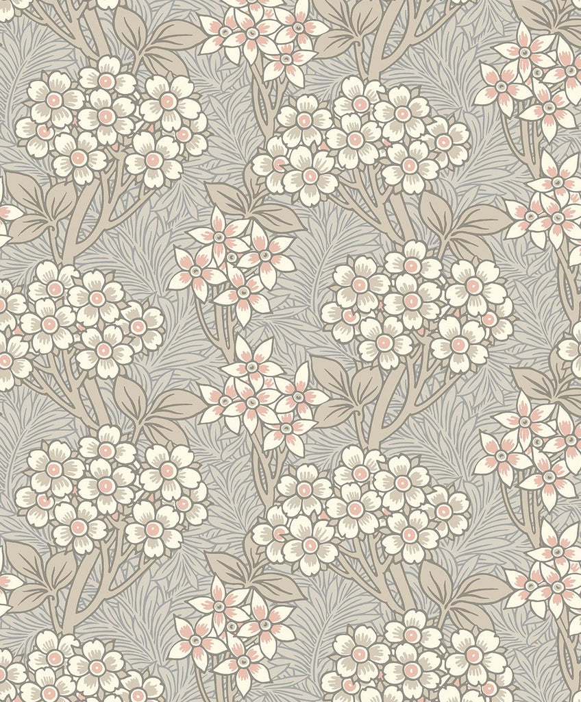 Seabrook Floral Vine Grey Wallpaper