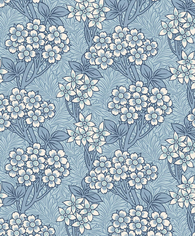 Seabrook Floral Vine Sky Blue Wallpaper