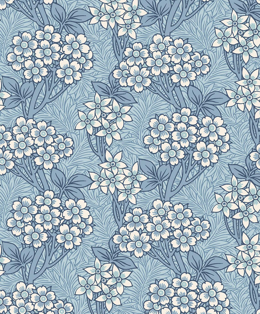 Seabrook Floral Vine Sky Blue Wallpaper