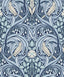 Seabrook Bird Scroll Denim & Blue Mist Wallpaper