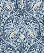 Seabrook Bird Scroll Denim & Blue Mist Wallpaper