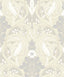 Seabrook Bird Scroll Swiss Coffee & Grey Wallpaper