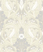 Seabrook Bird Scroll Swiss Coffee & Grey Wallpaper