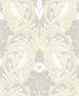 Seabrook Bird Scroll Beige Wallpaper