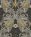 Seabrook Bird Scroll Charcoal & Goldenrod Wallpaper