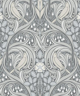Seabrook Bird Scroll Argos Grey & Linen Wallpaper