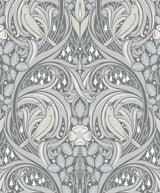 Seabrook Bird Scroll Grey Wallpaper
