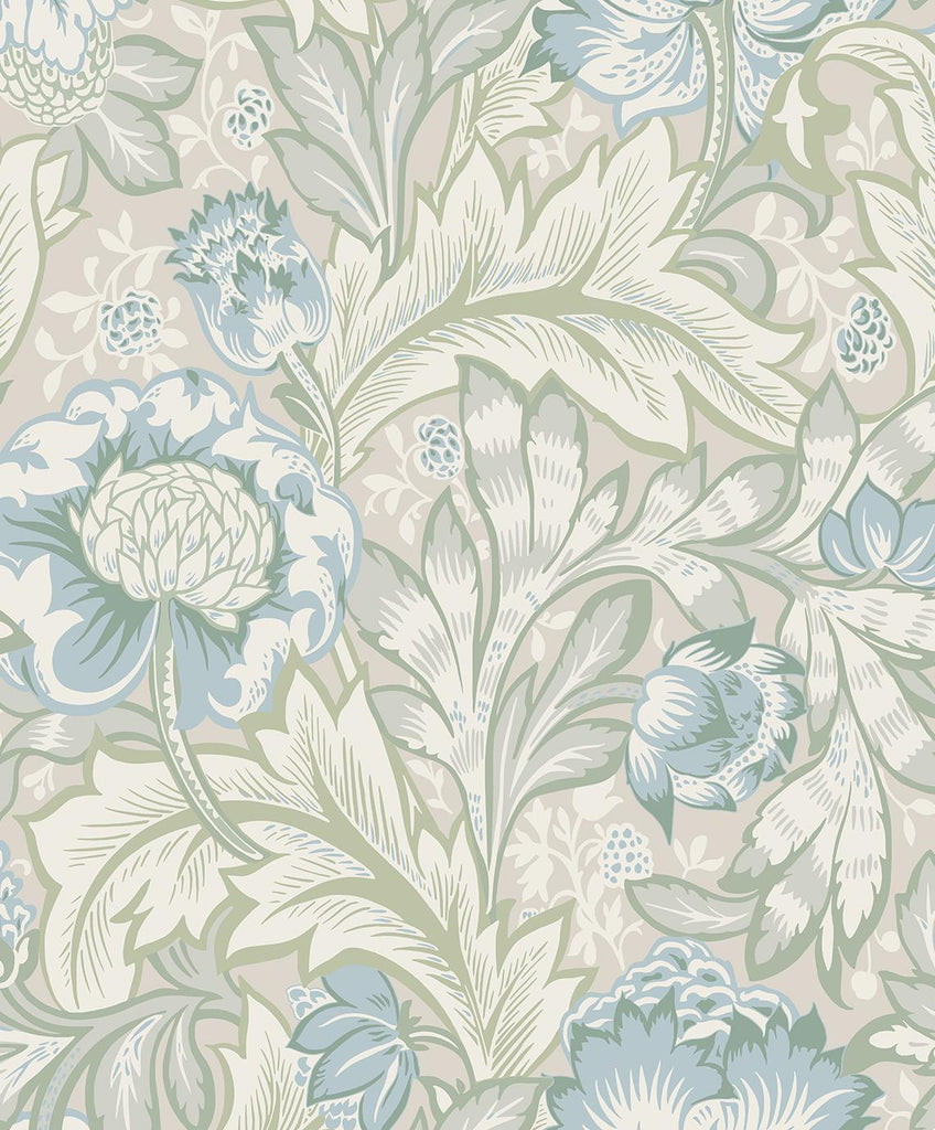 Seabrook Acanthus Garden Blue Wallpaper