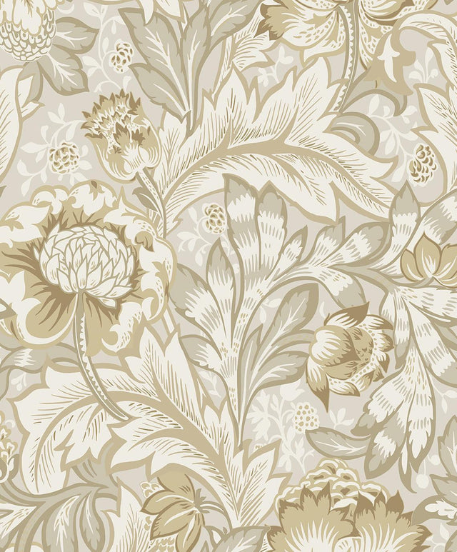 Seabrook Acanthus Garden Warm Neutral Wallpaper