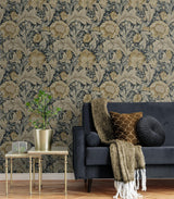 Seabrook Acanthus Garden Blue Wallpaper