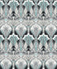 Seabrook Dragonfly Damask Ebony & Aqua Wallpaper