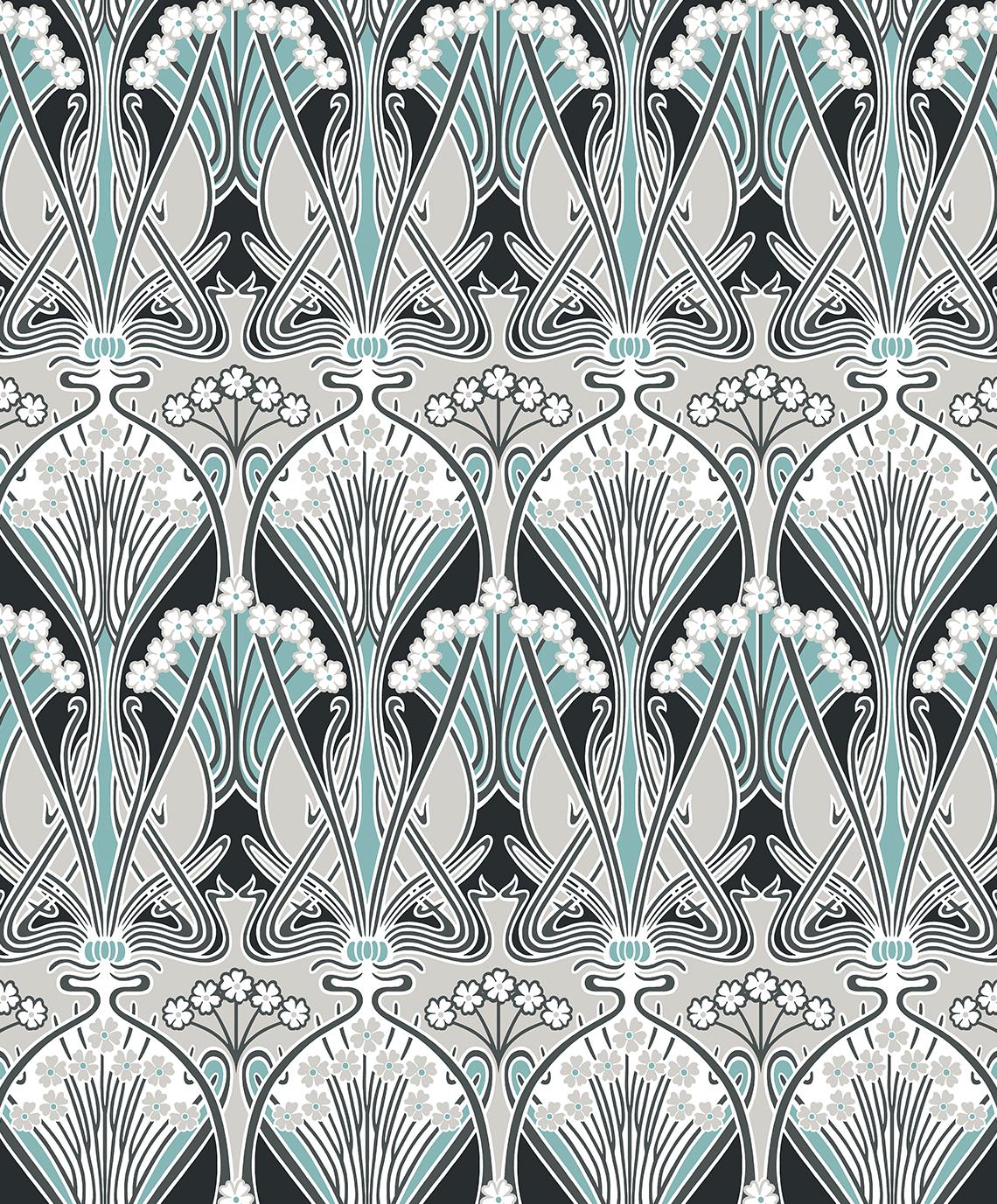 Seabrook Dragonfly Damask Black Wallpaper